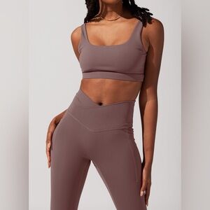 Popflex crisscross hourglass leggings and tone bra set - peppercorn size M